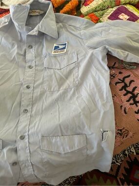 Size L Postal Blue Shirt Front Pockets & slight imperfection on left side